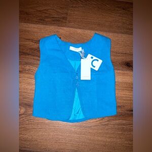 Commense Bright Teal Button-Front Crop Vest